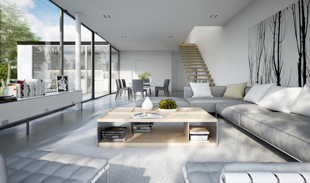 white in living room